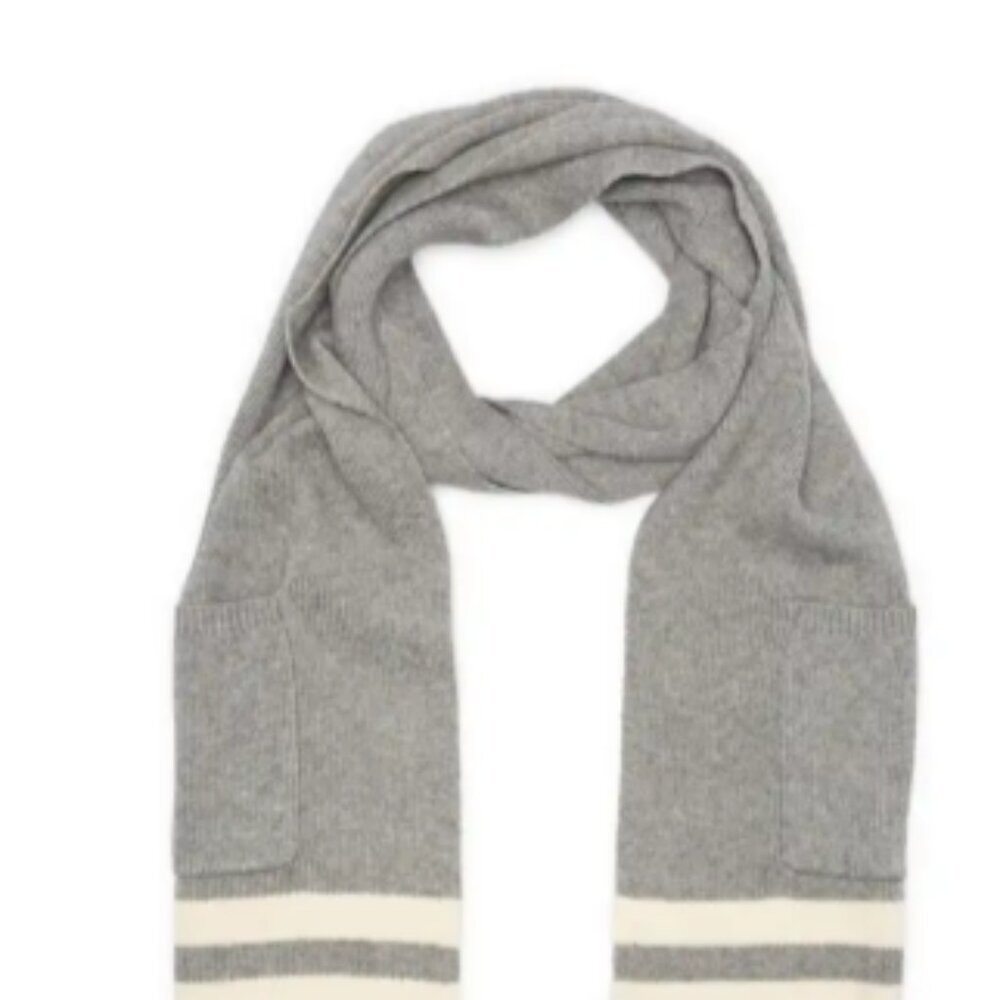 Modena New York Scarf with Deep Pockets Long Grey White NWT